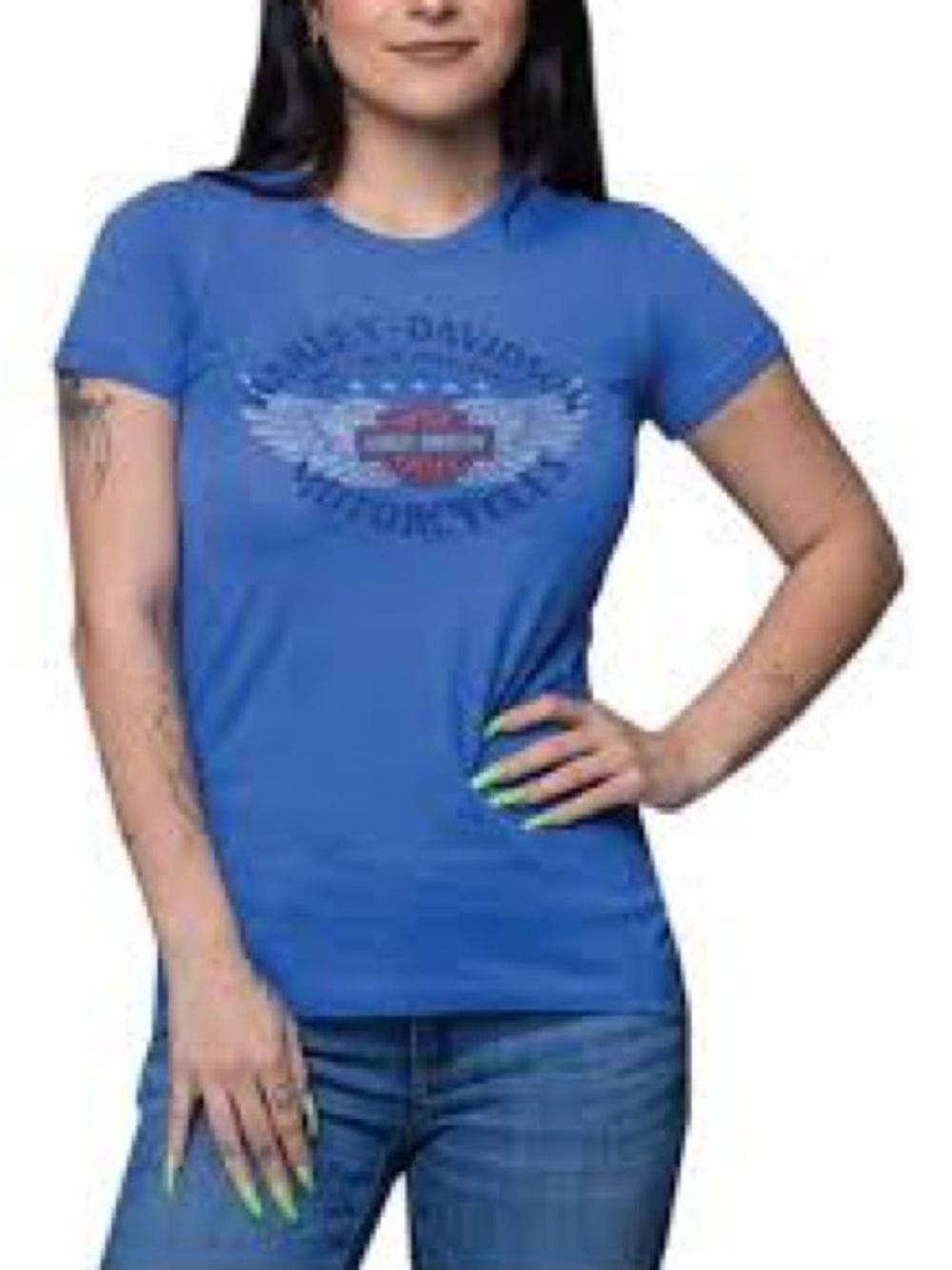 Harley‑Davidson Royal Blue Short Sleeve Tee with Winged Logo 1059